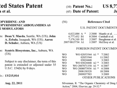 Syntrix wins U.S. patent 8,779,149: Aminopyridine and aminopyrimidine carboxamides as CXCR2 modulators